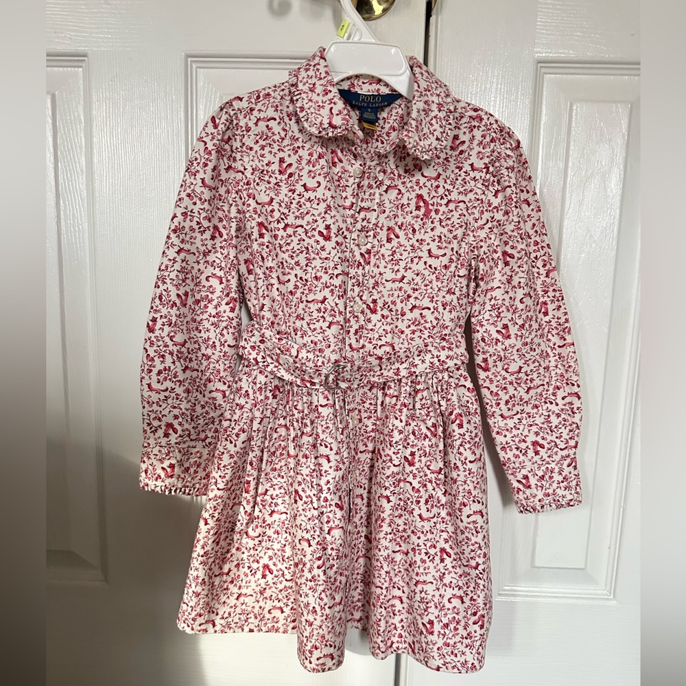 Polo ralph lauren little girl pink printed shirt dress